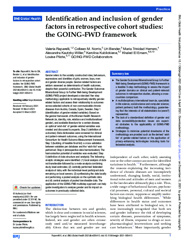 (PDF) Identification and inclusion of gender factors in retrospective ...