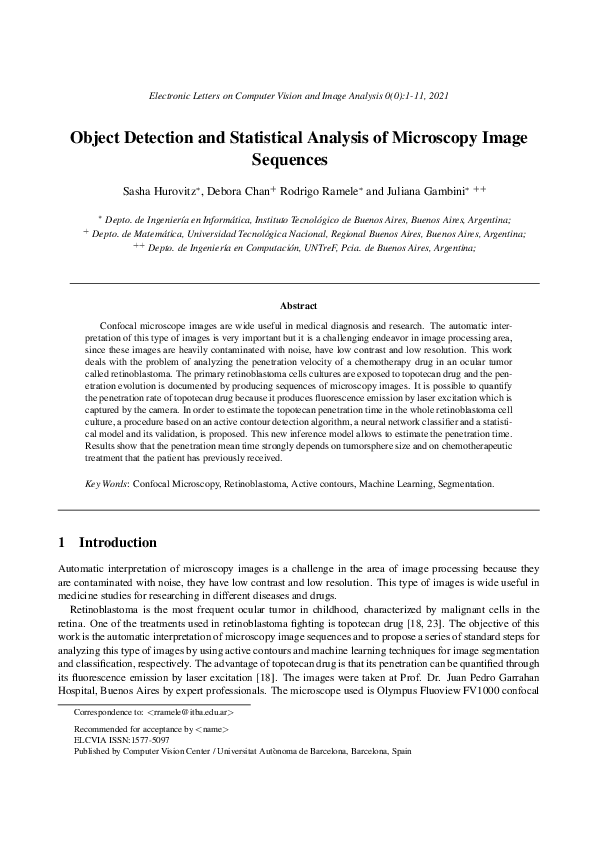 (PDF) Object Detection and Statistical Analysis of Microscopy Image ...