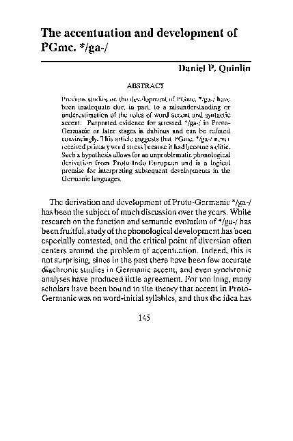 (PDF) The accentuation and development of PGmc. */ga-/