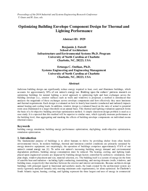 (PDF) Optimizing Building Envelope Component Design for Thermal and ...