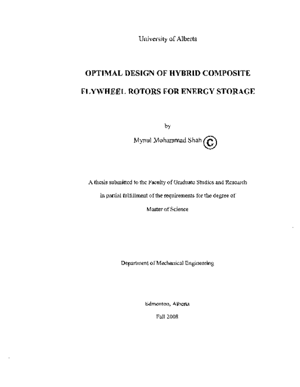 (PDF) Optimal design of hybrid composite flywheel rotors for energy