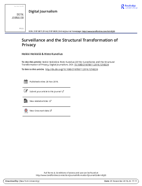 (PDF) Surveillance and the Structural Transformation of Privacy
