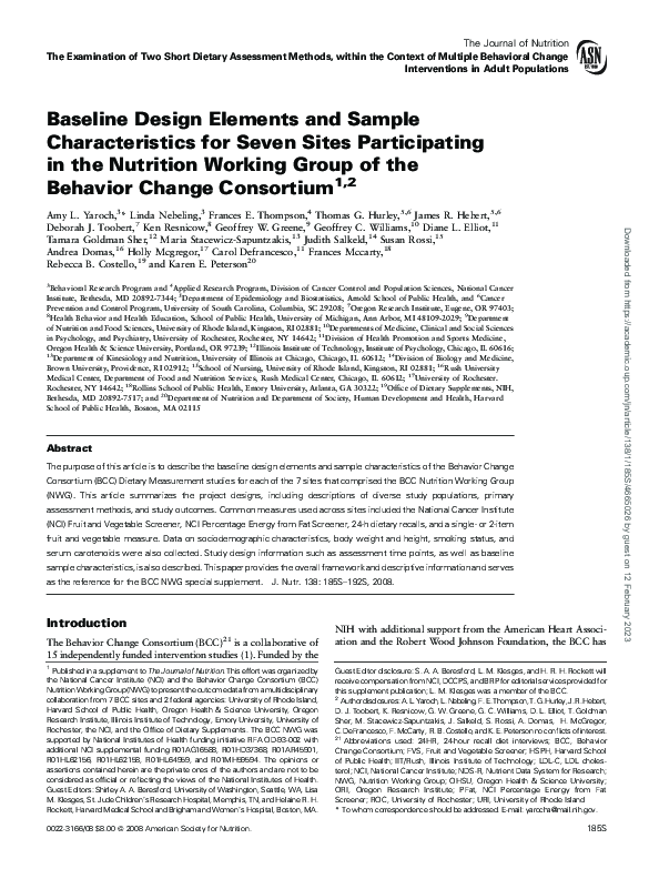 (PDF) Baseline design elements and sample characteristics for seven ...