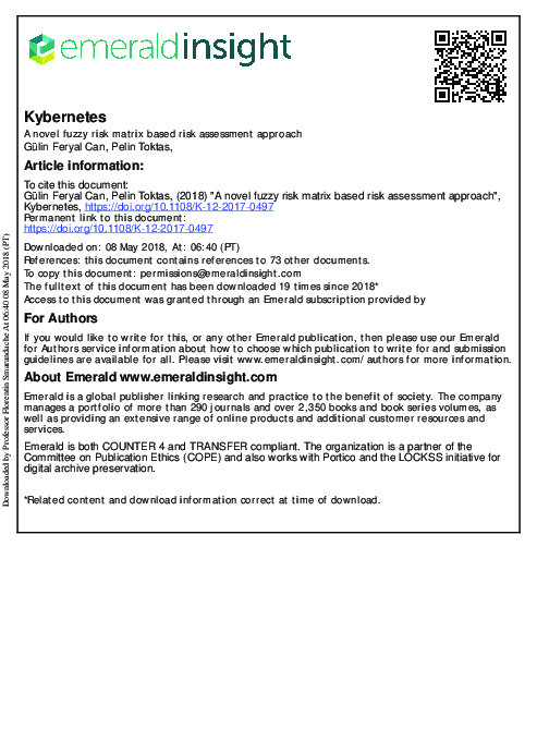 (PDF) A novel fuzzy risk matrix based risk assessment approach | Pelin ...