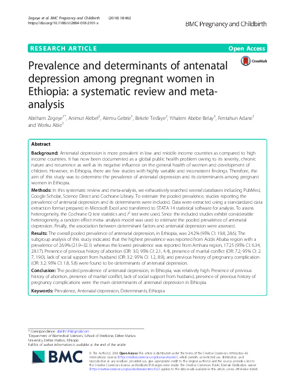 (PDF) Prevalence and determinants of antenatal depression among ...