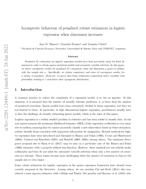 (PDF) Asymptotic Behaviour of Penalized Robust Estimators in Logistic ...