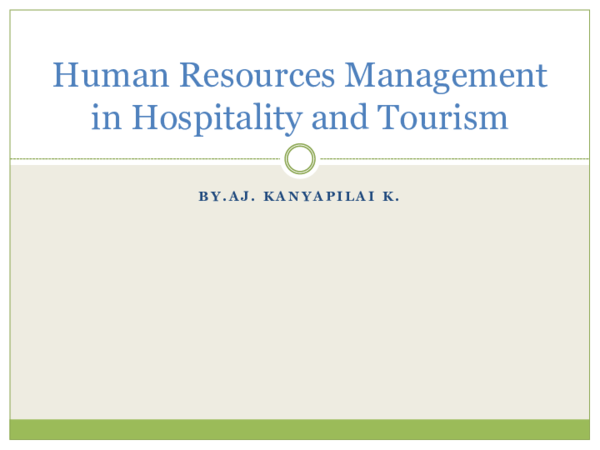 (PDF) Human Resources Management in Hospitality and Tourism