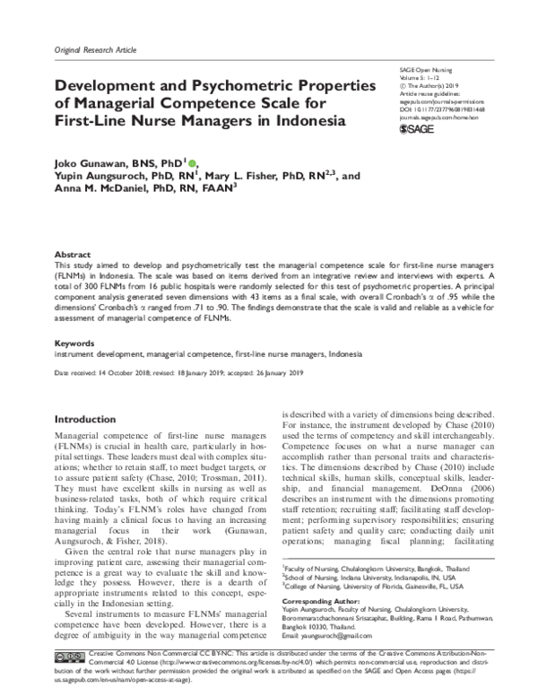 (PDF) Development and Psychometric Properties of Managerial Competence ...