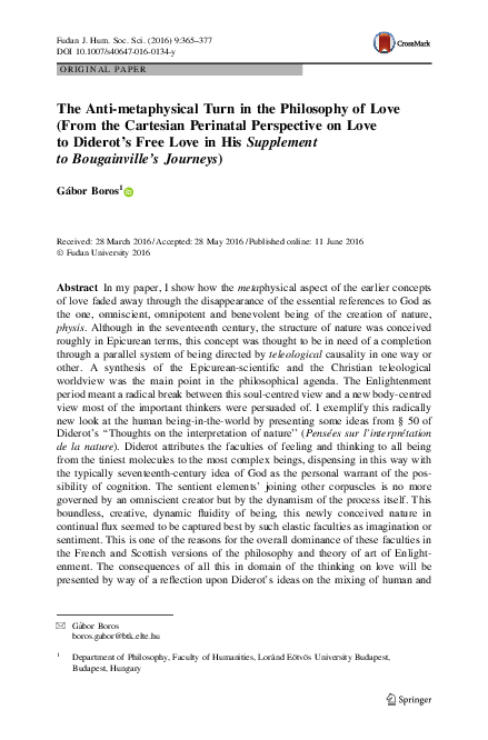 (PDF) The Anti-metaphysical Turn in the Philosophy of Love (From the ...