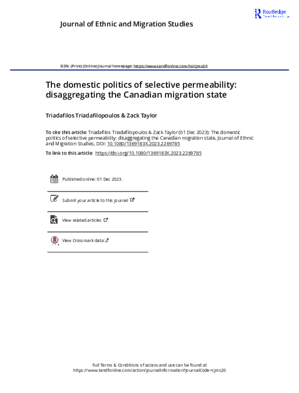 (PDF) The Domestic Politics of Selective Permeability: Disaggregating ...