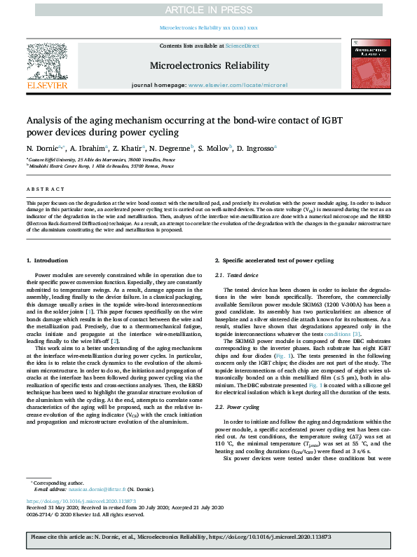 (PDF) Analysis of the aging mechanism occurring at the bond-wire ...