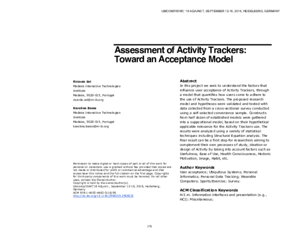 (PDF) Assessment of activity trackers