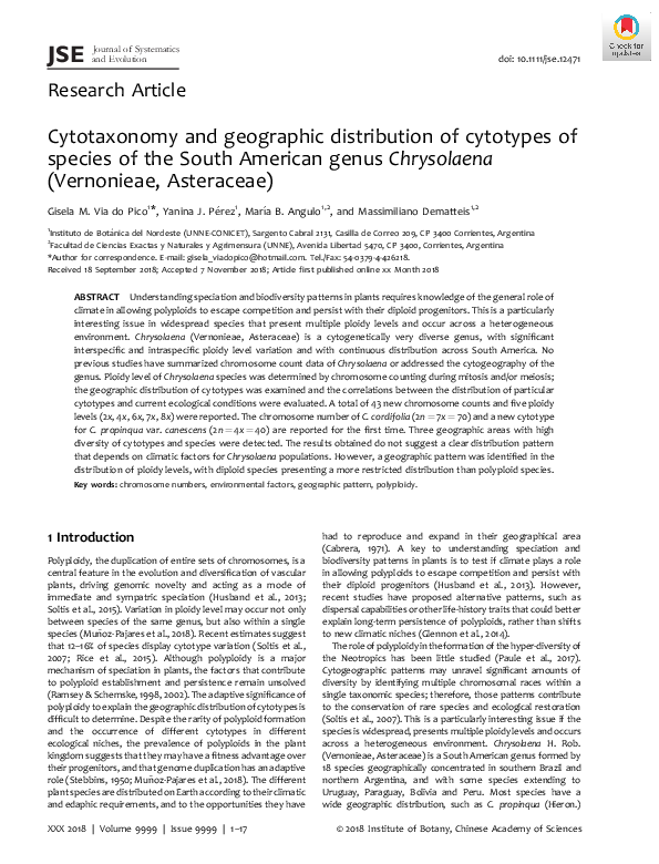 (PDF) Cytotaxonomy and geographic distribution of cytotypes of species ...