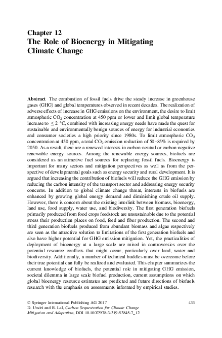 (PDF) The Role of Bioenergy in Mitigating Climate Change