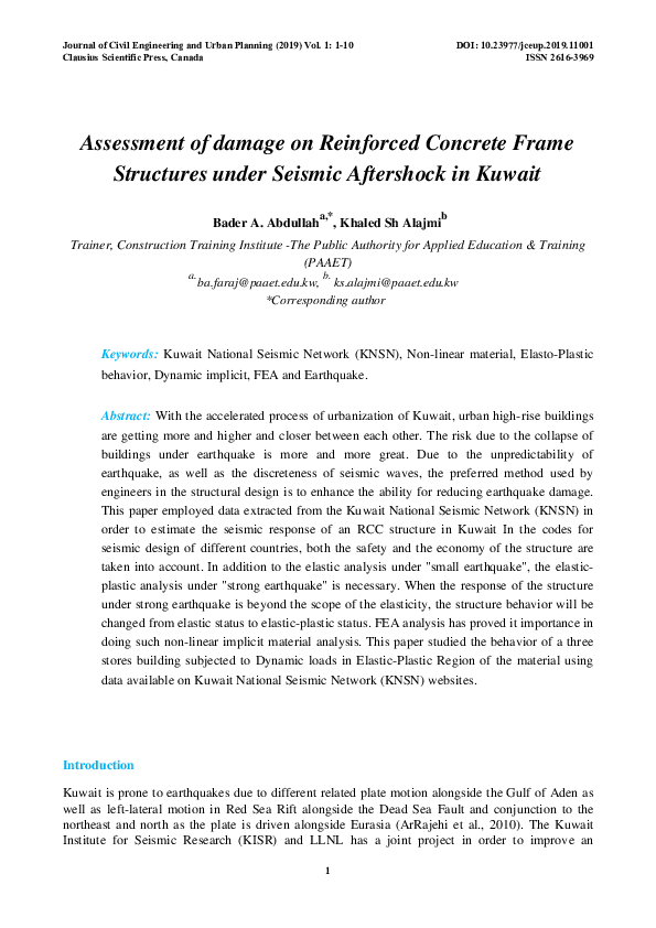 (PDF) Assessment of damage on Reinforced Concrete Frame Structures ...