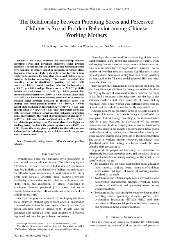 (PDF) The Relationship between Parenting Stress and Perceived Children ...