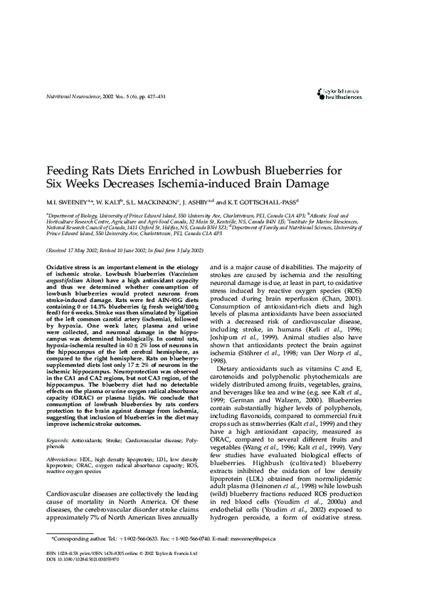 (PDF) Feeding Rats Diets Enriched in Lowbush Blueberries for Six Weeks ...