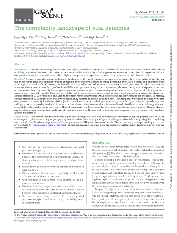 (PDF) The complexity landscape of viral genomes