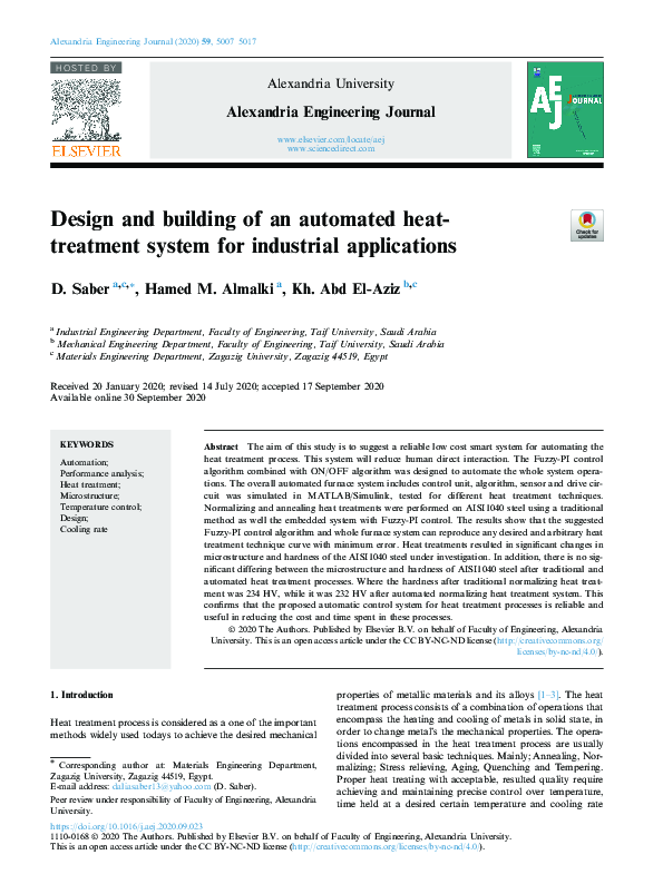 (PDF) Design and building of an automated heattreatment system for ...