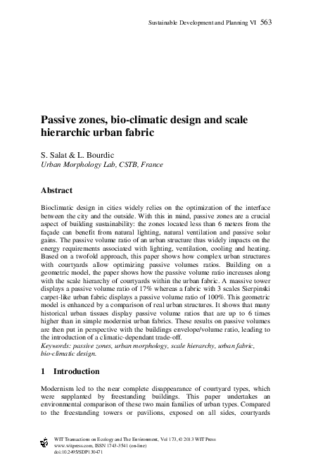 (PDF) Passive zones, bio-climatic design and scale hierarchic urban fabric