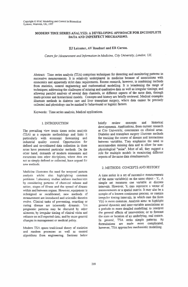 (PDF) Modem Time Series Analysis: A Developing Approach for Incomplete ...