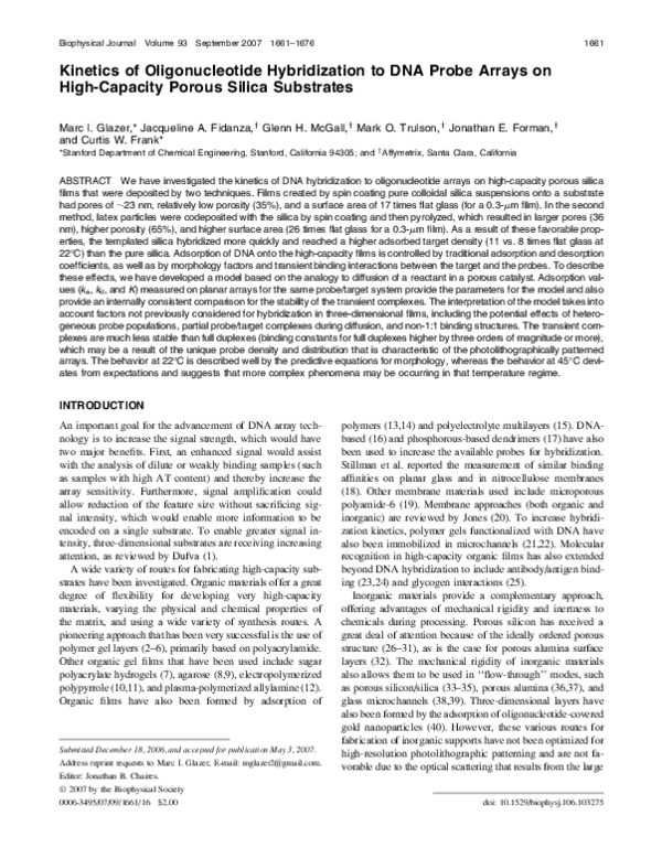 (PDF) Kinetics of Oligonucleotide Hybridization to DNA Probe Arrays on ...