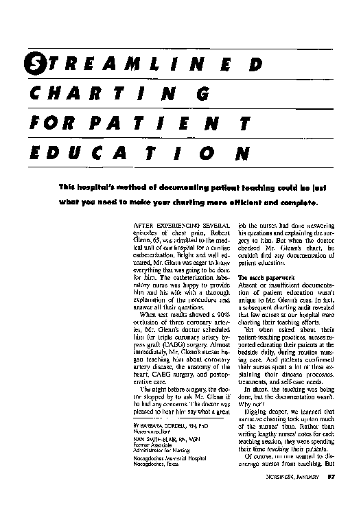 (PDF) Streamlined Charting for Patient Education