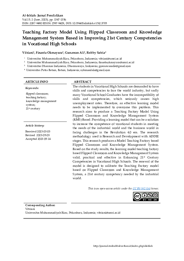 (PDF) Teaching Factory Model Using Flipped Classroom and Knowledge ...