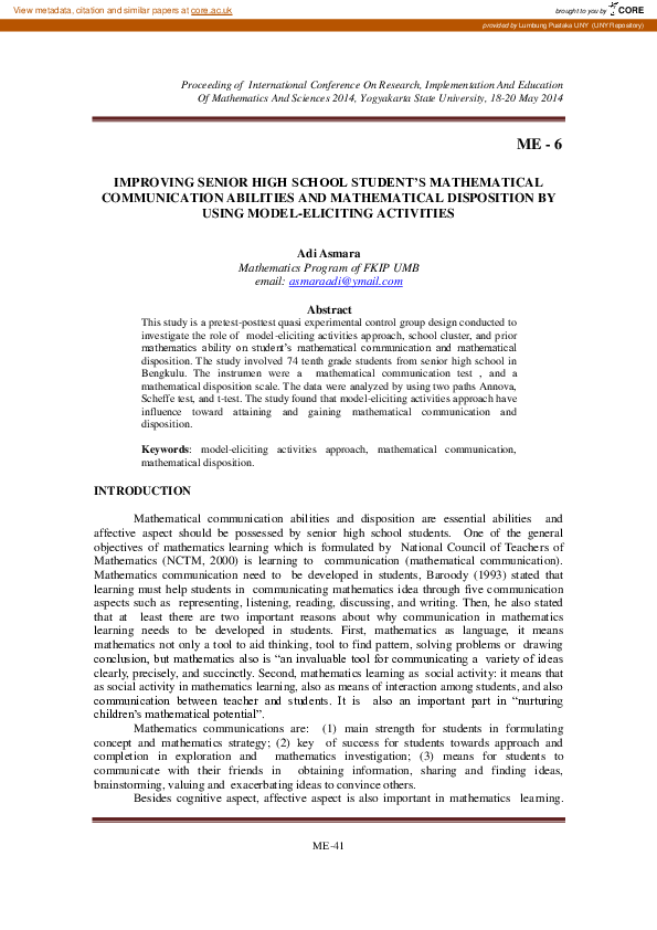 (PDF) Improving Senior High School Student’s Mathematical Communication ...