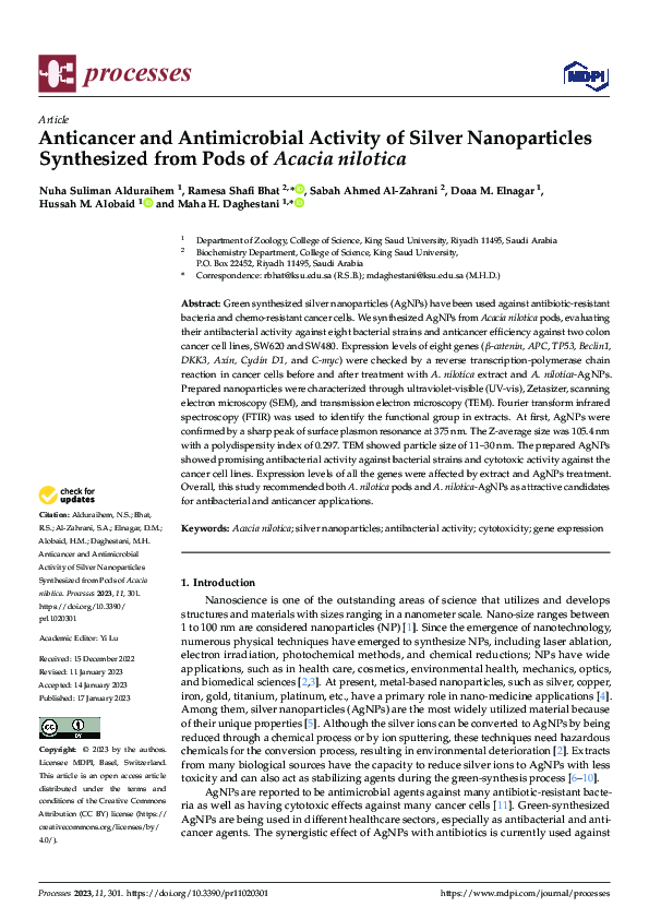 (PDF) Anticancer and Antimicrobial Activity of Silver Nanoparticles ...