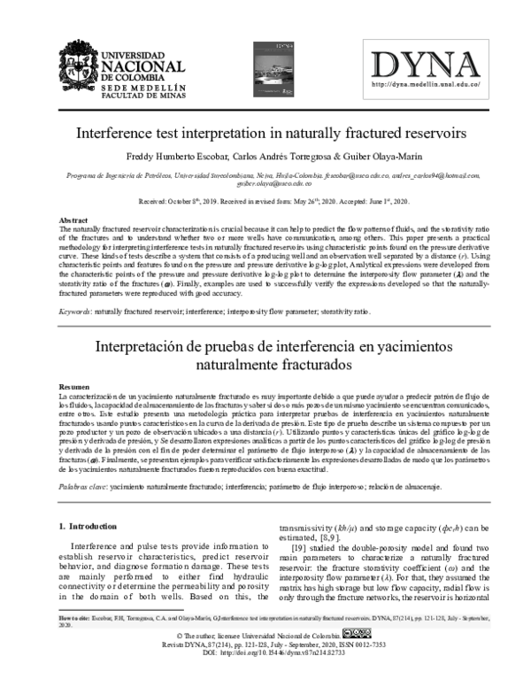 (PDF) Interference test interpretation in naturally fractured reservoirs