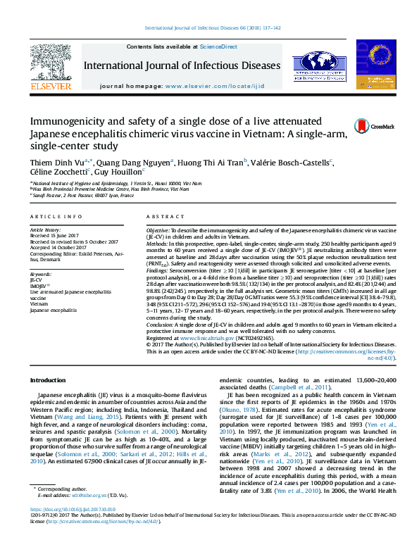 (PDF) Immunogenicity and safety of a single dose of a live attenuated ...