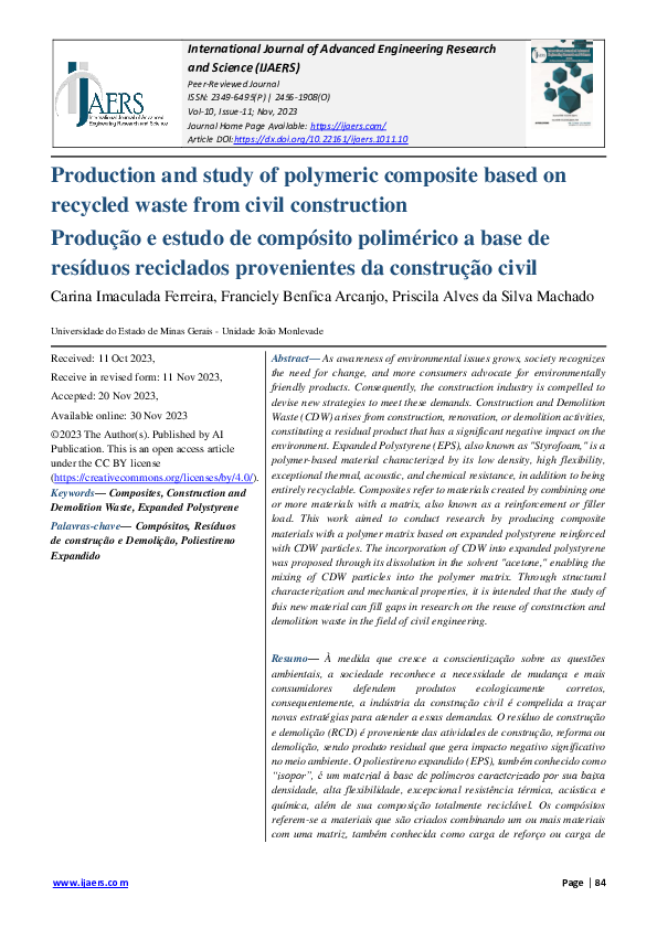 (PDF) Production and study of polymeric composite based on recycled ...
