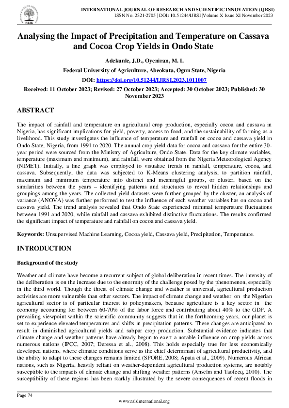 (PDF) Analysing the Impact of Precipitation and Temperature on Cassava ...