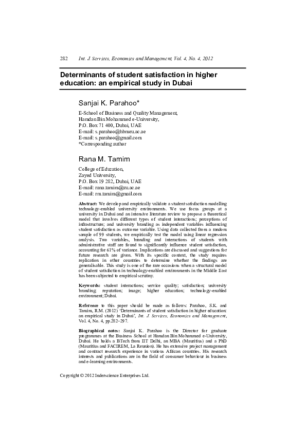 (PDF) Determinants of student satisfaction in higher education: an ...