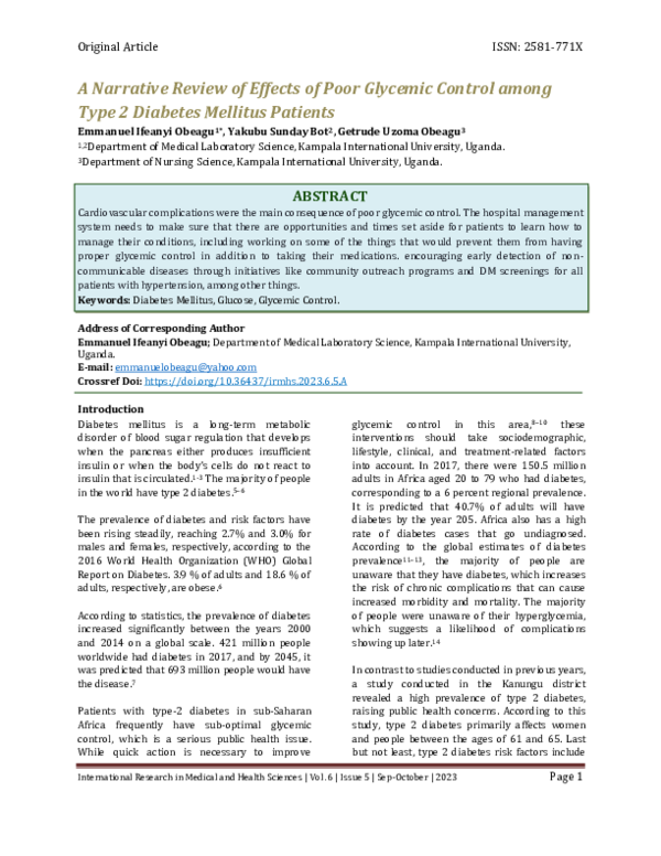 (PDF) A Narrative Review of Effects of Poor Glycemic Control among Type ...