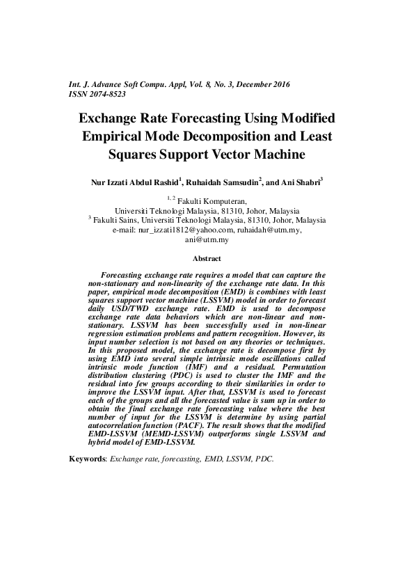 (PDF) Exchange rate forecasting using modified empirical mode ...