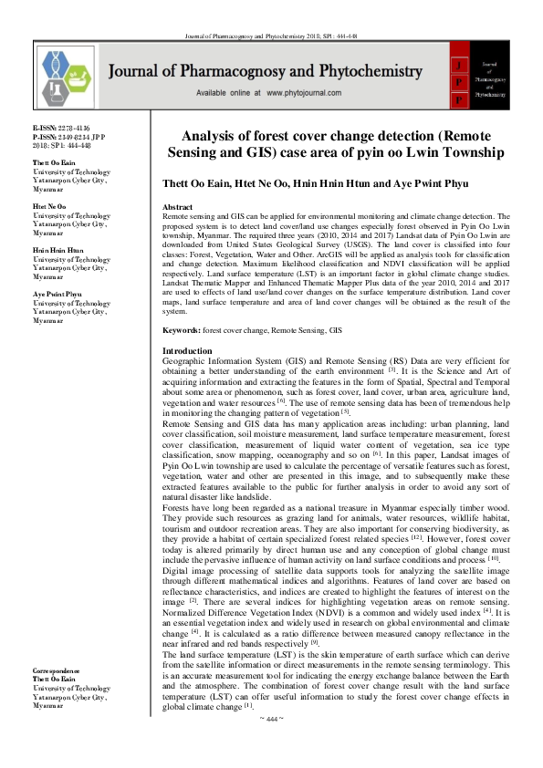 (PDF) Analysis of forest cover change detection (Remote Sensing and GIS ...