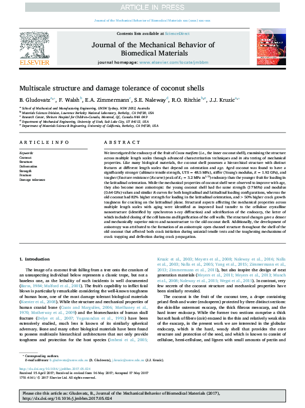 (PDF) Multiscale structure and damage tolerance of coconut shells