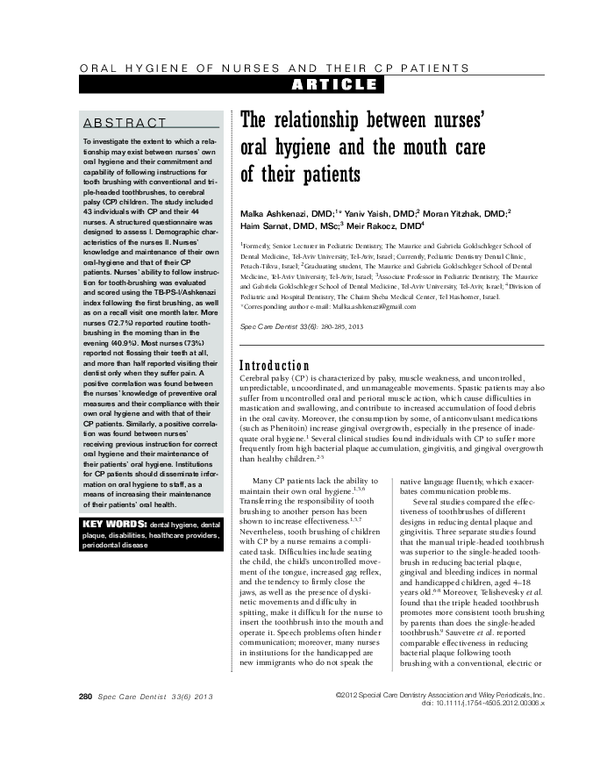 (PDF) The relationship between nurses’ oral hygiene and the mouth care ...