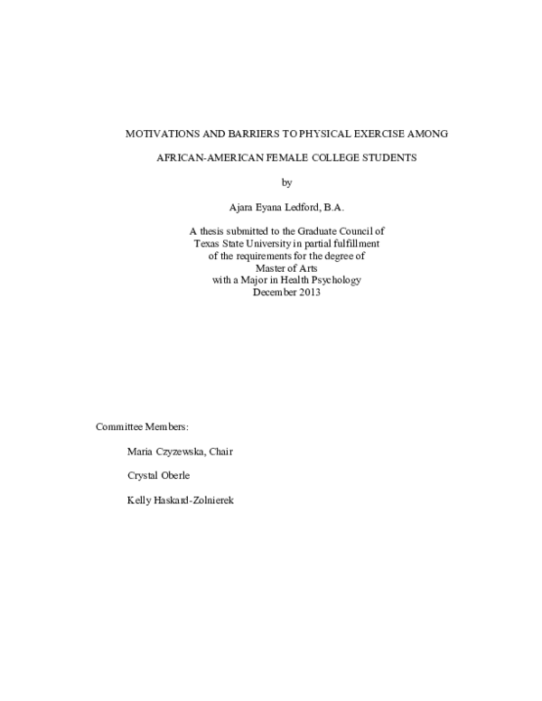 (PDF) Motivations and Barriers to Physical Exercise among African ...