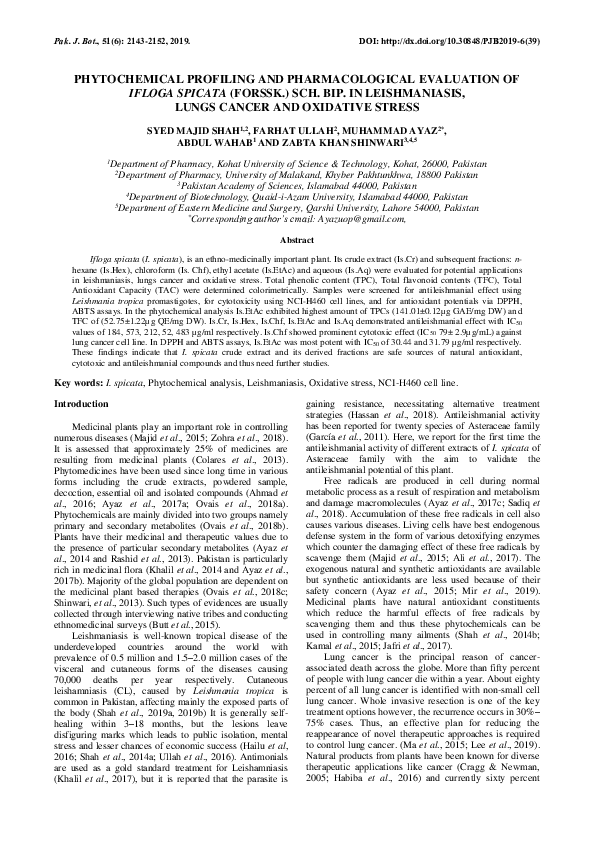 (PDF) Phytochemical profiling and pharmacological evaluation of Ifloga ...