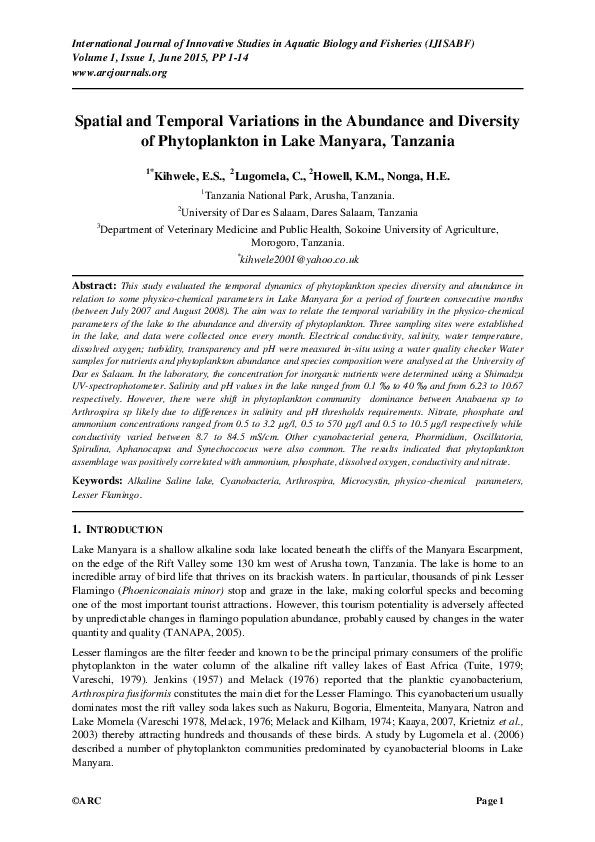 (PDF) Spatial and Temporal Variations in the Abundance and Diversity of ...