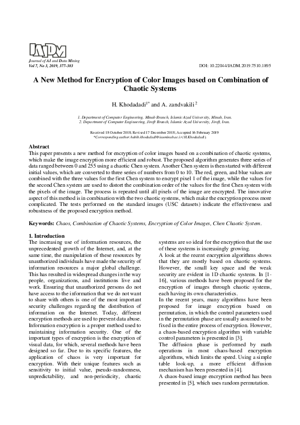 (PDF) A New Method for Encryption of Color Images based on Combination ...