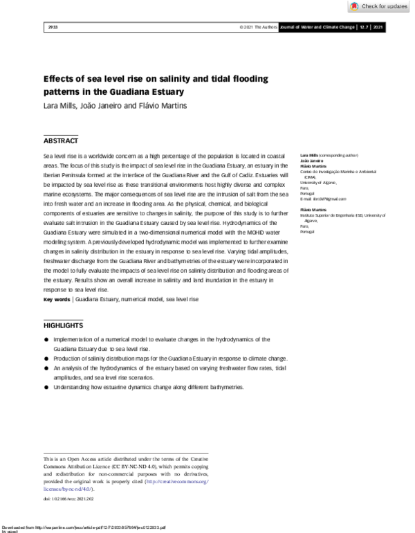 (PDF) Effects of sea level rise on salinity and tidal flooding patterns ...