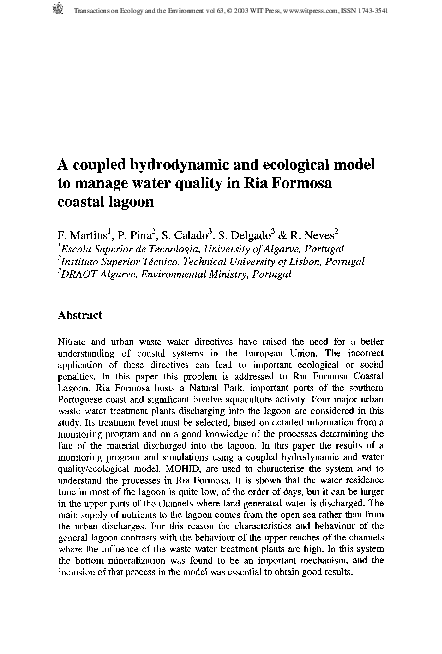 (PDF) A coupled hydrodynamic and ecological model to manage water ...