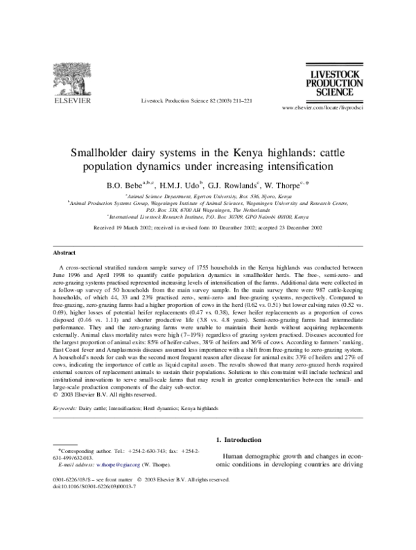 (PDF) Smallholder dairy systems in the Kenya highlands: cattle ...