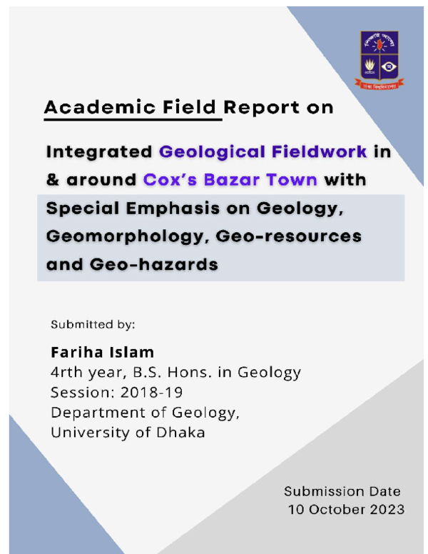 (PDF) Report on Integrated Geological Fieldwork in and around Cox’s ...