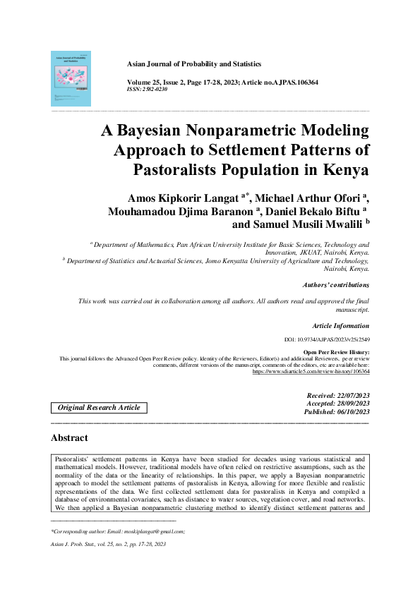 (PDF) A Bayesian Nonparametric Modeling Approach to Settlement Patterns ...