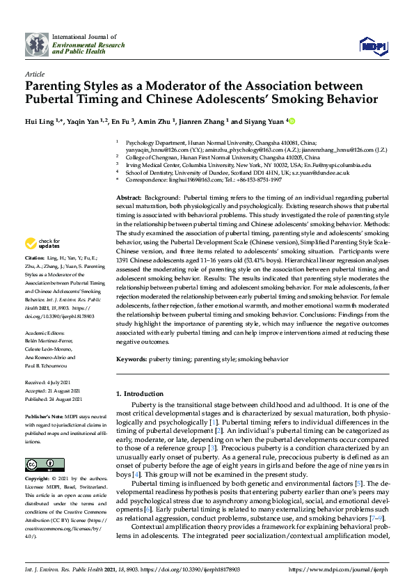(PDF) Parenting Styles as a Moderator of the Association between ...